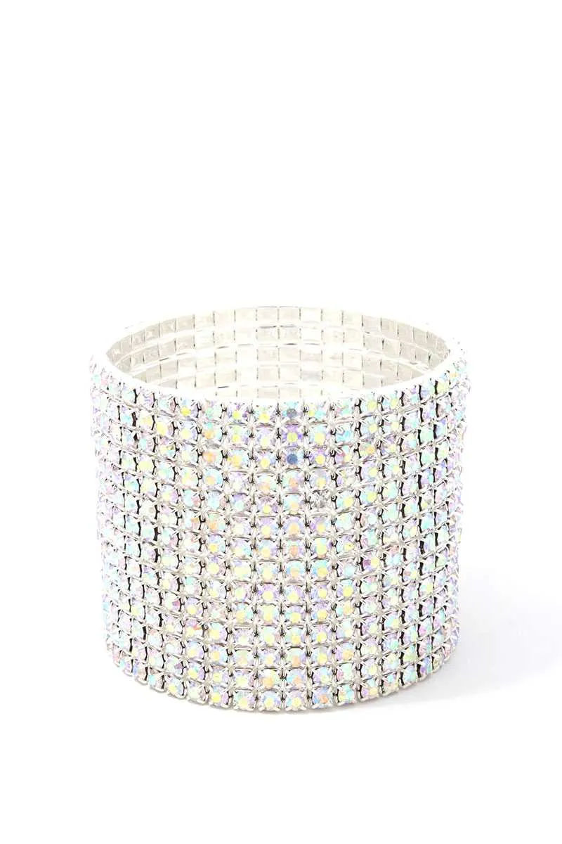 14 Layered Rhinestone Stretch Bracelet