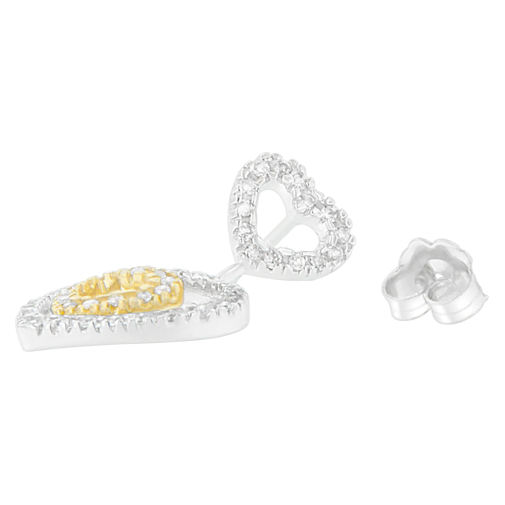 14K Two Toned 1/2 cttw Round Cut Diamond Earrings