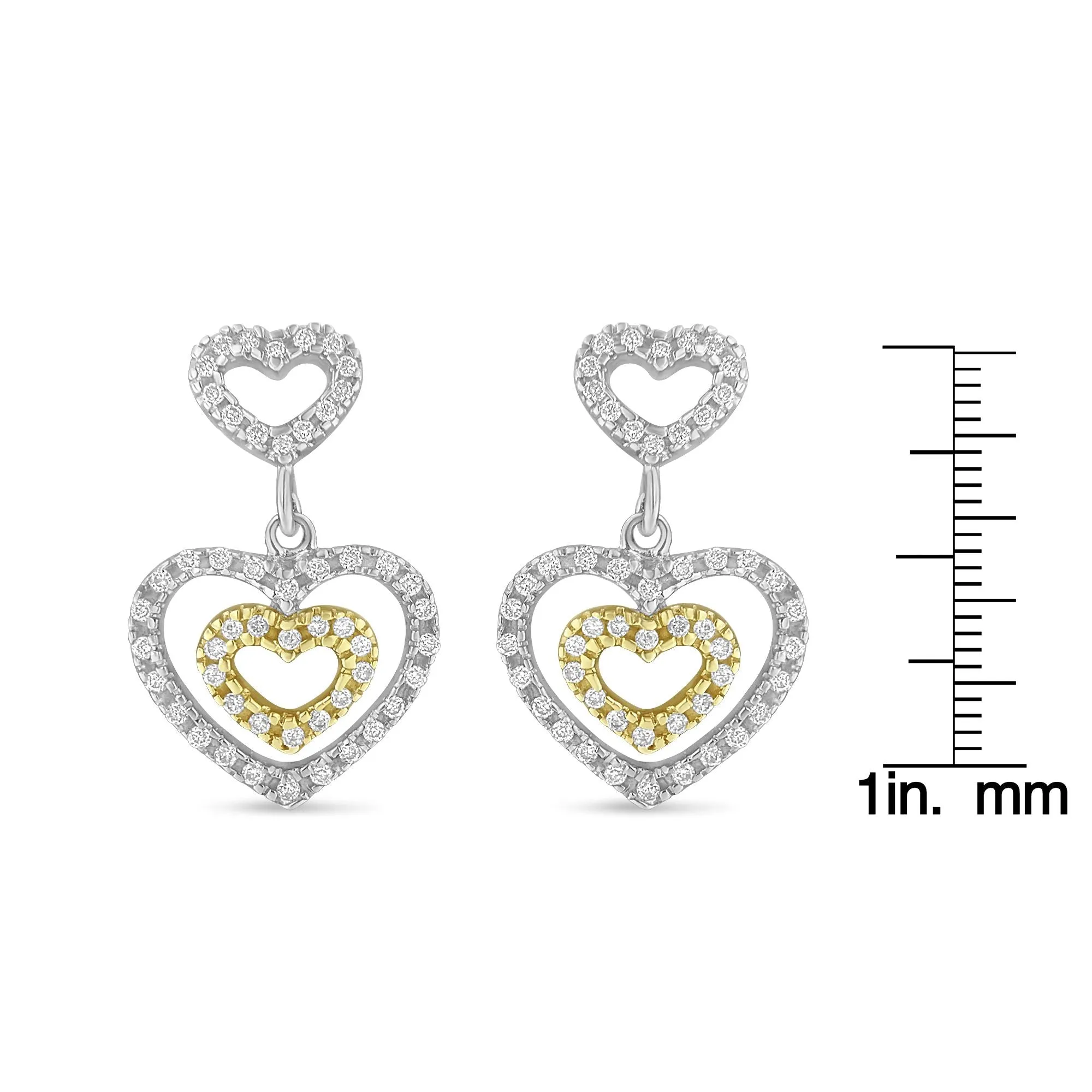 14K Two Toned 1/2 cttw Round Cut Diamond Earrings