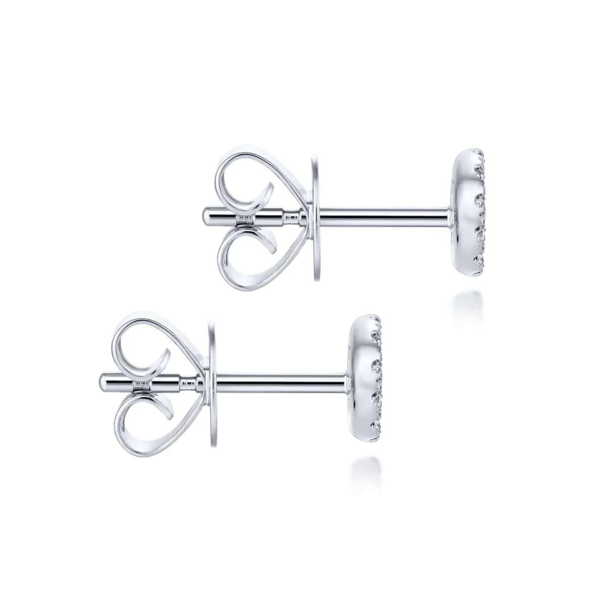 14K White Gold Round Cluster Diamond Stud Earrings - EG12966W45JJ