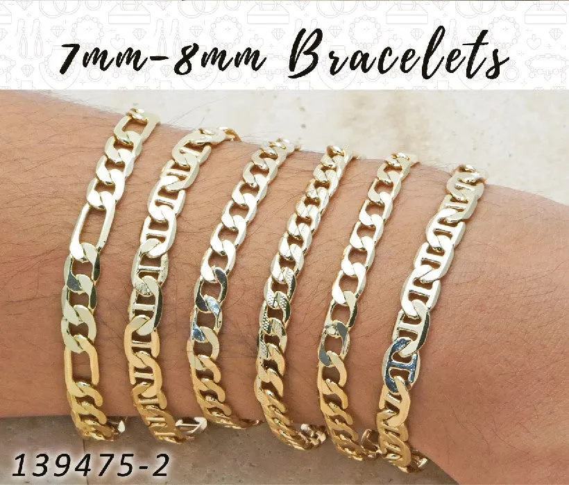 15pcs of 7mm and 8mm Basic Bracelets in Gold Layered ($6.67) ea