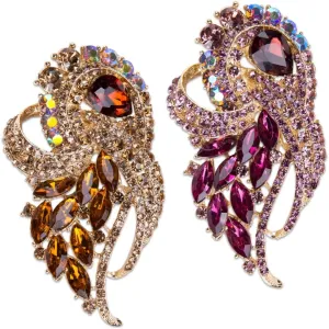 2Pcs Elegant Rhinestone Flower Brooch Pin Vintage Crystal Glass Brooch Bouquet for Women Austrian Style Clothing Accessory for Purses Blazers Shawls