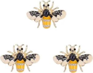 3 Pack Rhinestone Bee Set Brooch Pin for Women Girls Gold Plated Cute Fashion Crystal Insect Animal Bumblebee Enamel Vintage Lapel Brooch Backpack Hat Clothing Accessory Holiday Party Jewelry Gift