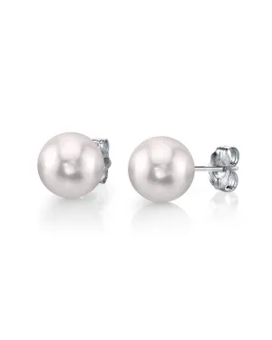 8.5-9.0mm White Akoya Round Pearl Stud Earrings