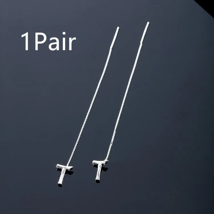 925 Sterling Silver Letter Tassel Earrings