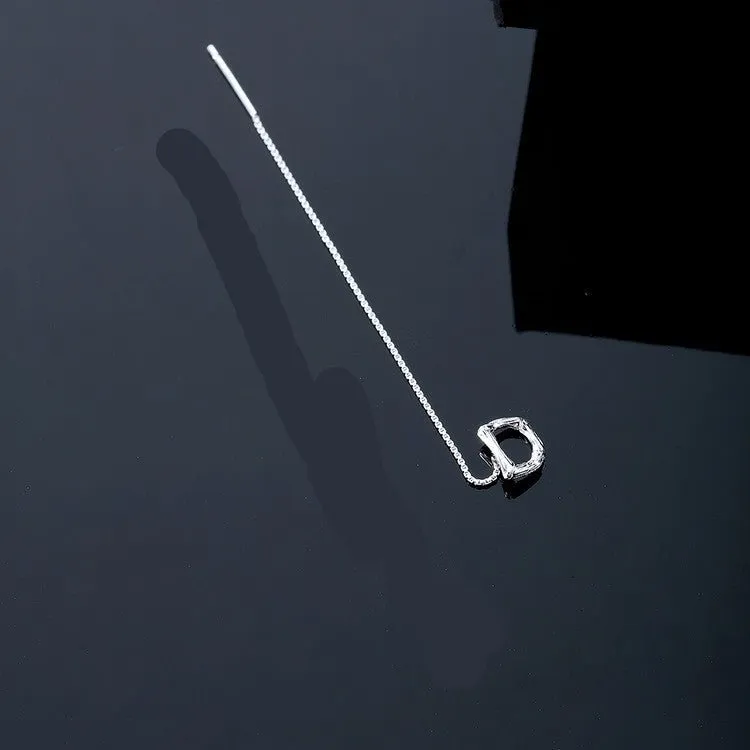 925 Sterling Silver Letter Tassel Earrings