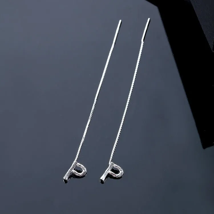 925 Sterling Silver Letter Tassel Earrings