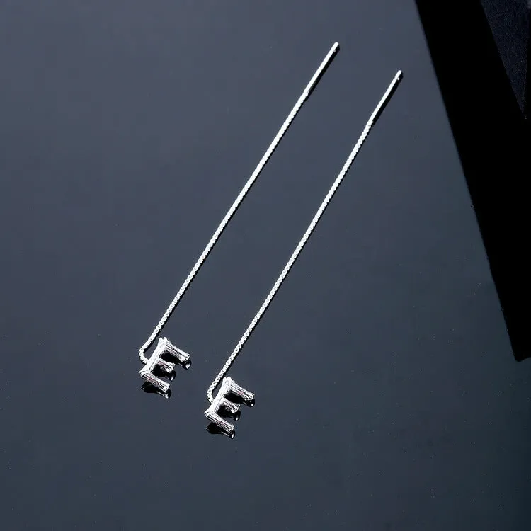 925 Sterling Silver Letter Tassel Earrings