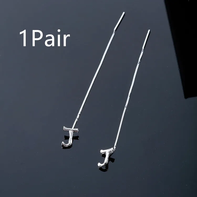 925 Sterling Silver Letter Tassel Earrings
