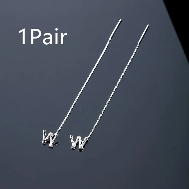 925 Sterling Silver Letter Tassel Earrings