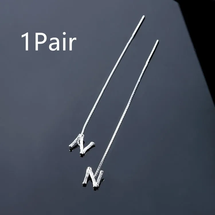 925 Sterling Silver Letter Tassel Earrings