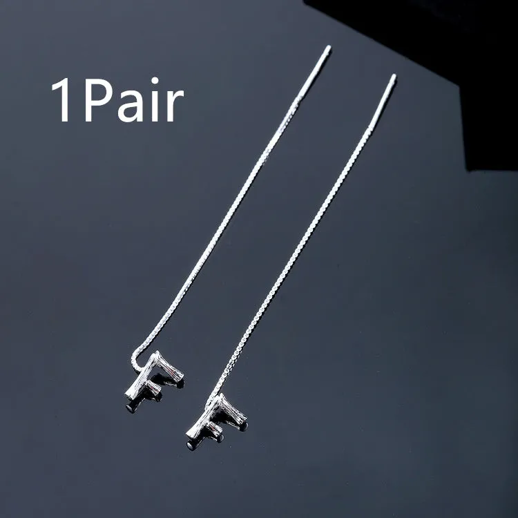 925 Sterling Silver Letter Tassel Earrings