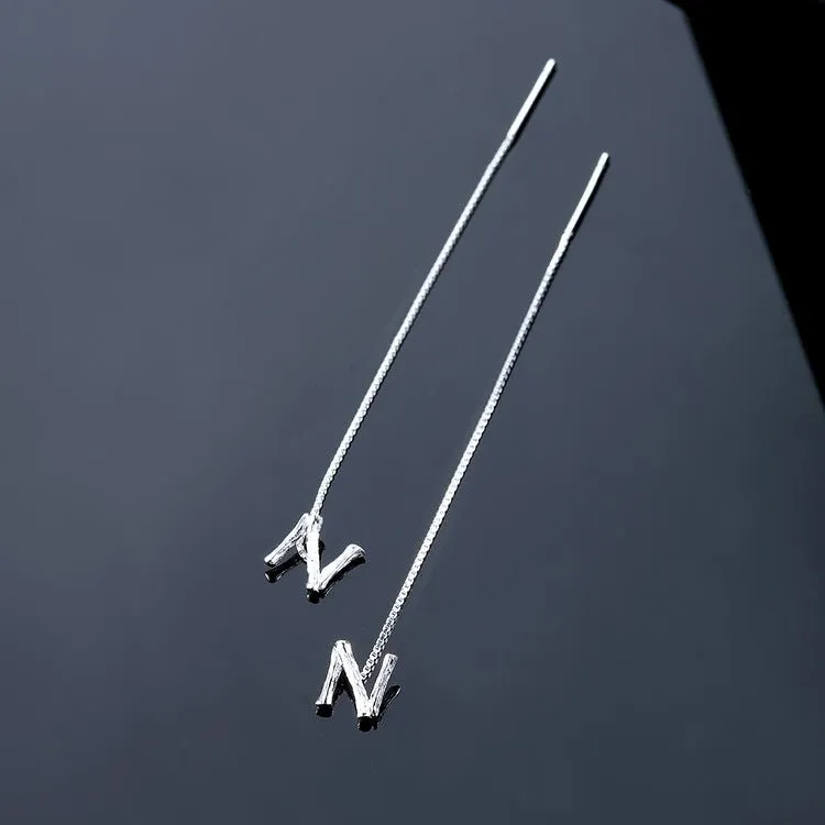 925 Sterling Silver Letter Tassel Earrings