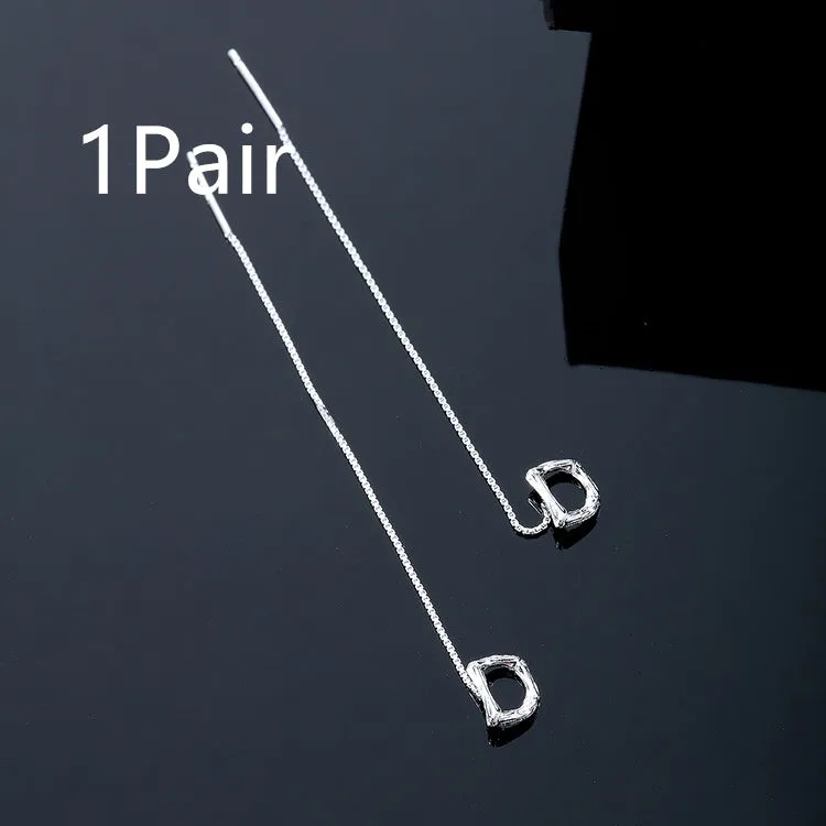 925 Sterling Silver Letter Tassel Earrings