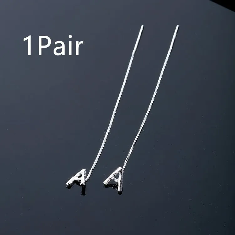 925 Sterling Silver Letter Tassel Earrings