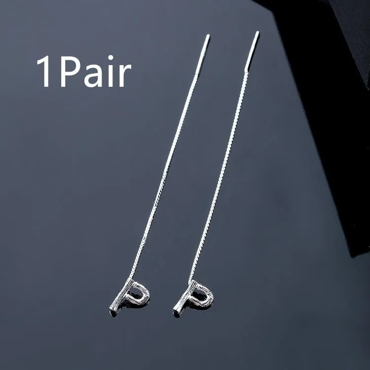 925 Sterling Silver Letter Tassel Earrings