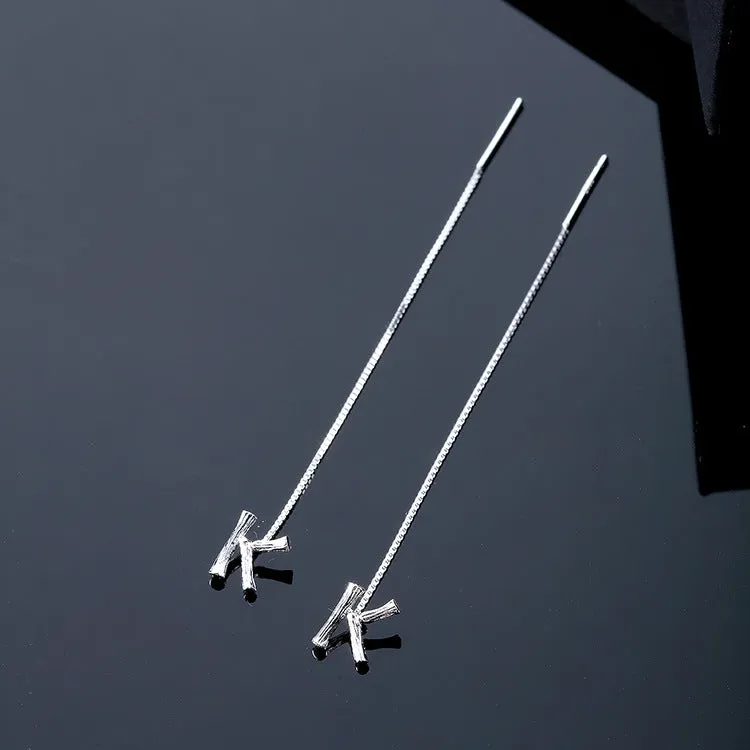 925 Sterling Silver Letter Tassel Earrings