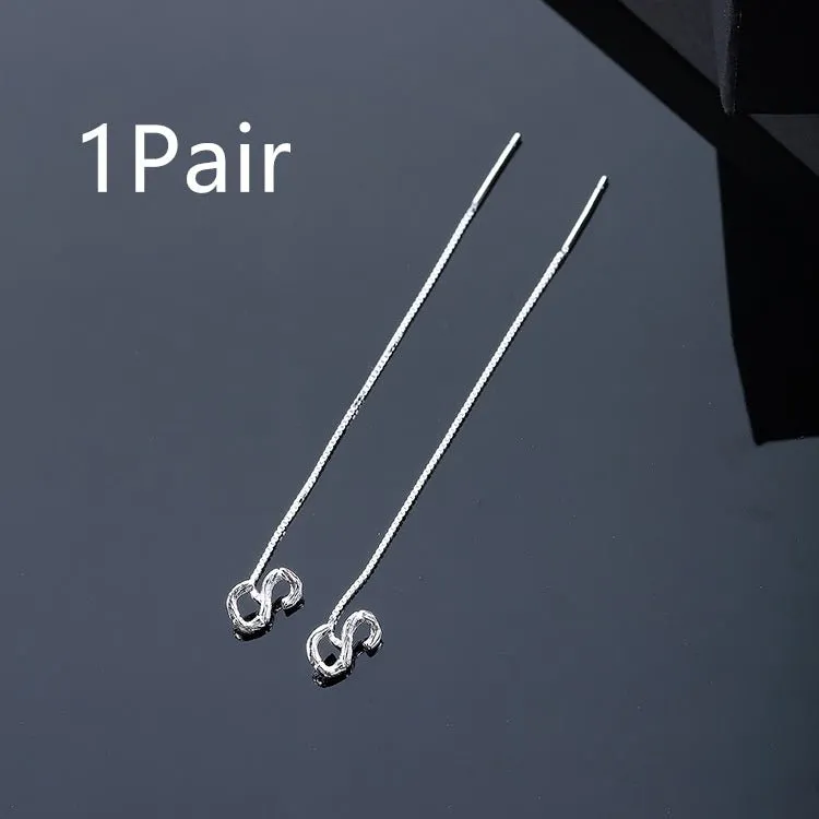 925 Sterling Silver Letter Tassel Earrings