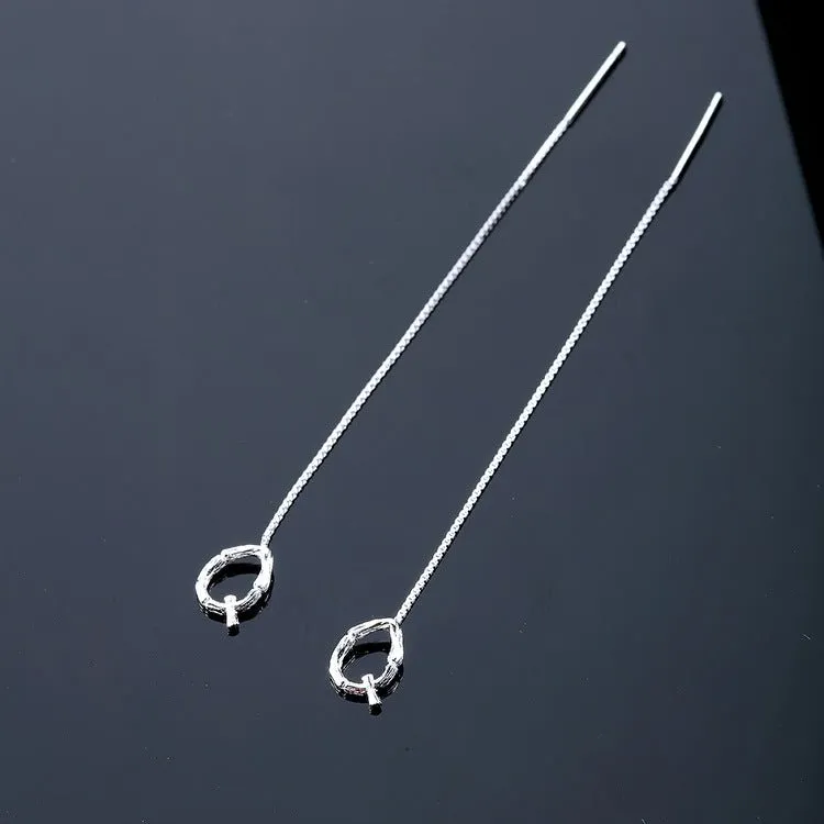 925 Sterling Silver Letter Tassel Earrings