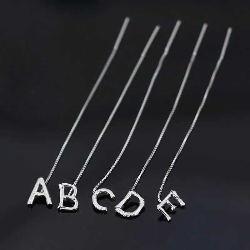 925 Sterling Silver Letter Tassel Earrings