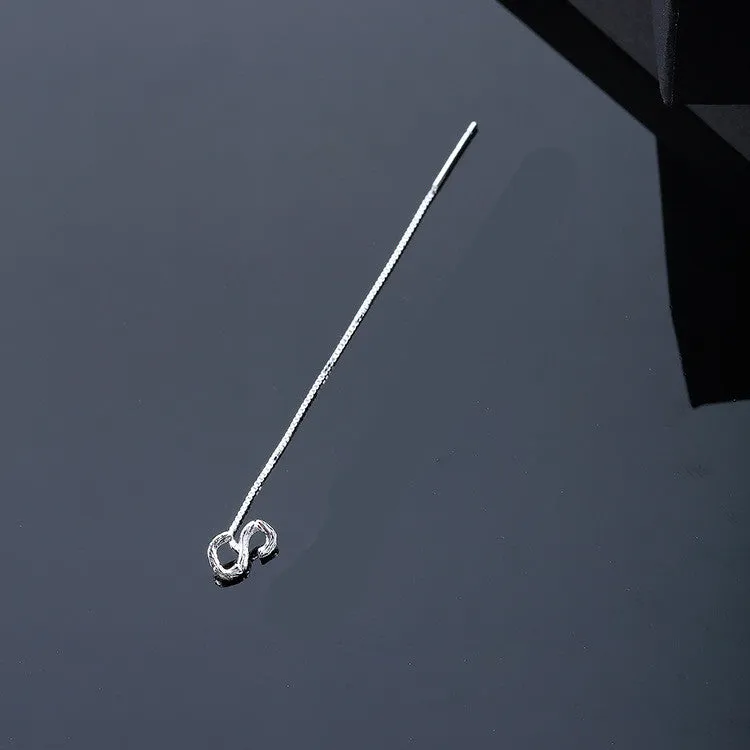 925 Sterling Silver Letter Tassel Earrings