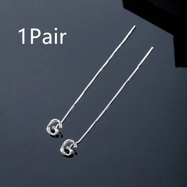 925 Sterling Silver Letter Tassel Earrings
