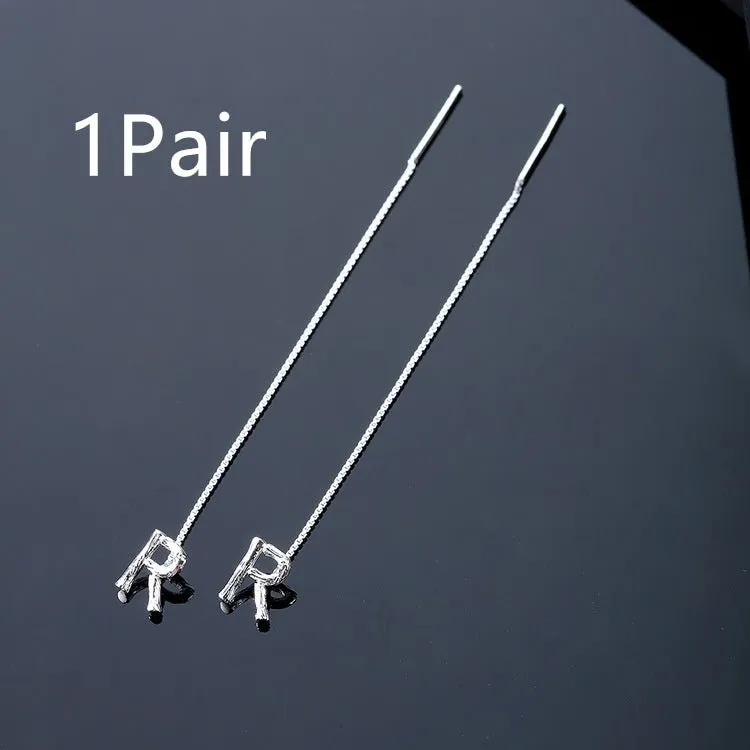 925 Sterling Silver Letter Tassel Earrings