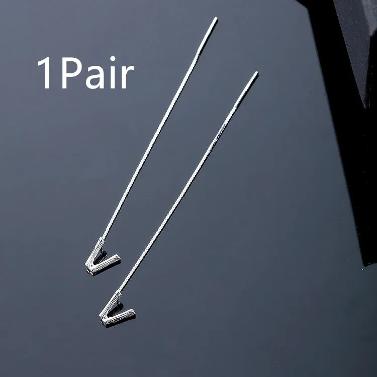 925 Sterling Silver Letter Tassel Earrings