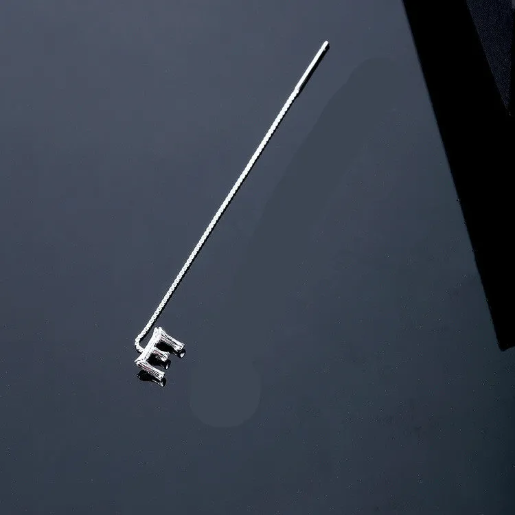 925 Sterling Silver Letter Tassel Earrings