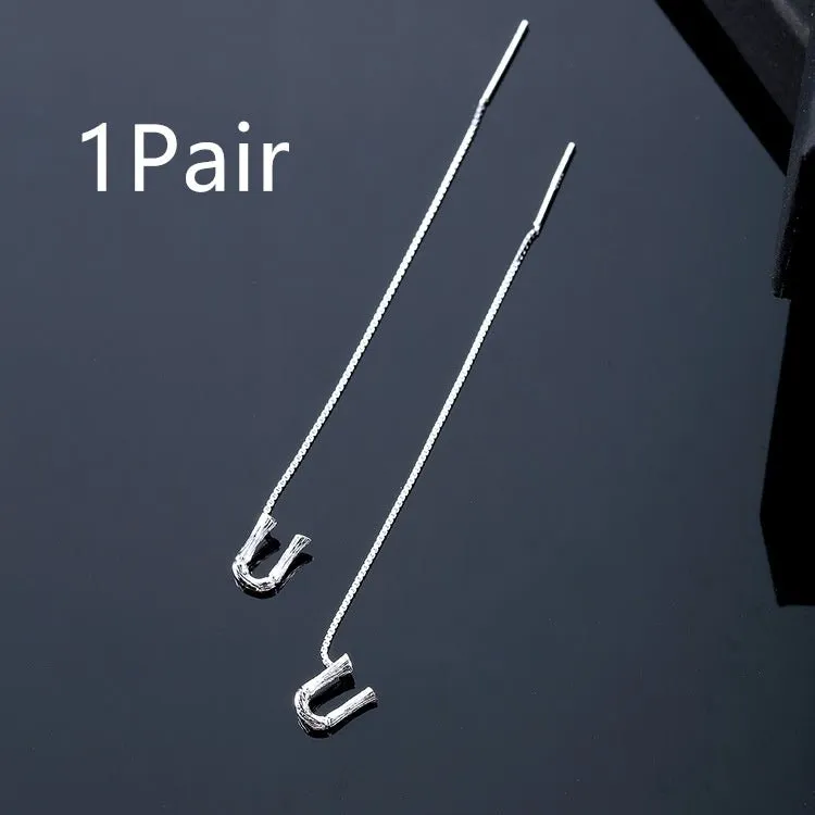 925 Sterling Silver Letter Tassel Earrings