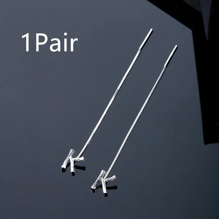 925 Sterling Silver Letter Tassel Earrings