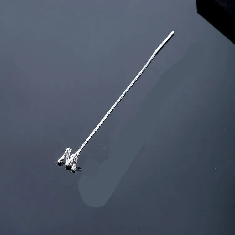 925 Sterling Silver Letter Tassel Earrings
