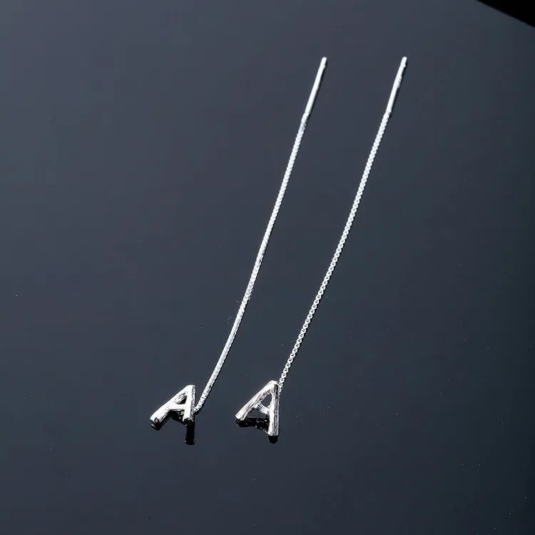 925 Sterling Silver Letter Tassel Earrings
