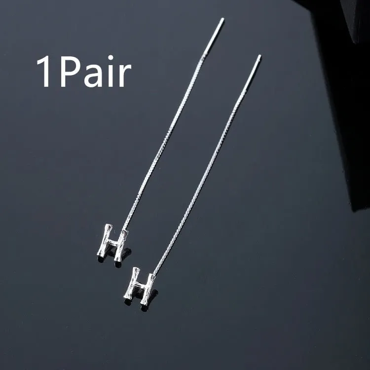 925 Sterling Silver Letter Tassel Earrings