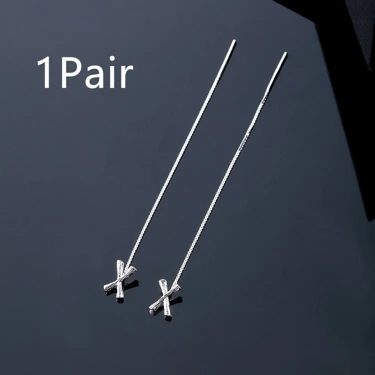 925 Sterling Silver Letter Tassel Earrings