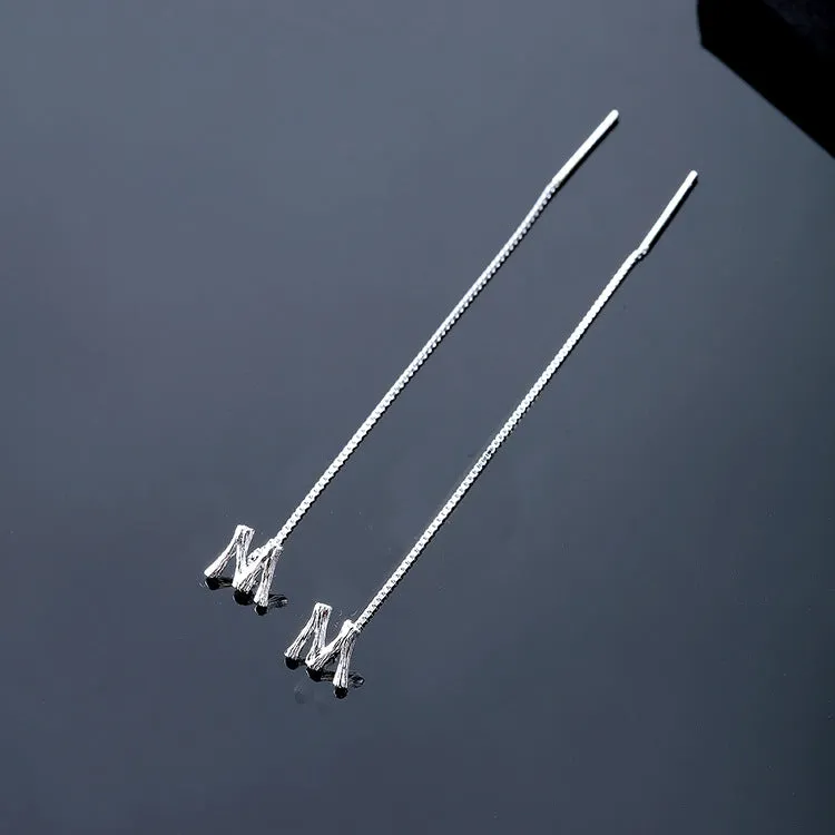 925 Sterling Silver Letter Tassel Earrings
