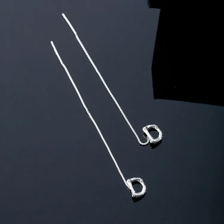 925 Sterling Silver Letter Tassel Earrings