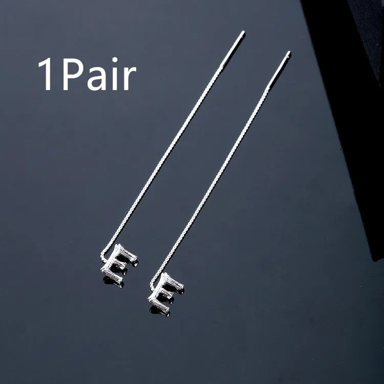 925 Sterling Silver Letter Tassel Earrings
