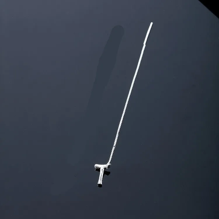 925 Sterling Silver Letter Tassel Earrings