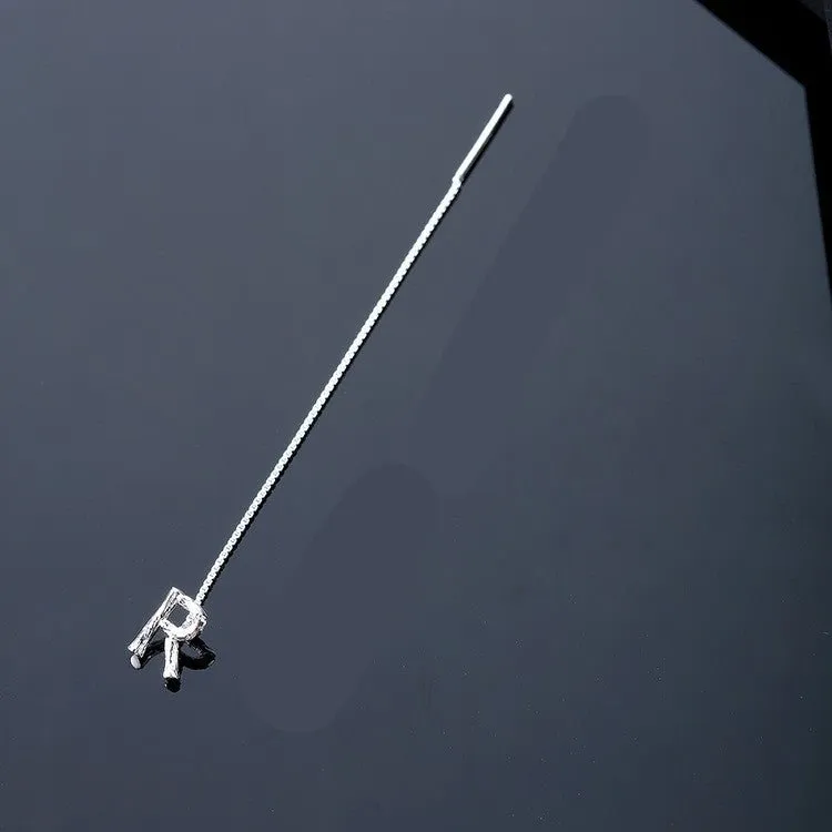 925 Sterling Silver Letter Tassel Earrings