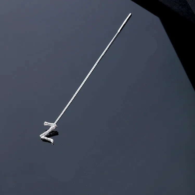925 Sterling Silver Letter Tassel Earrings