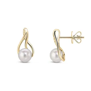 9ct Yellow Gold Pearl Twist Stud Earrings