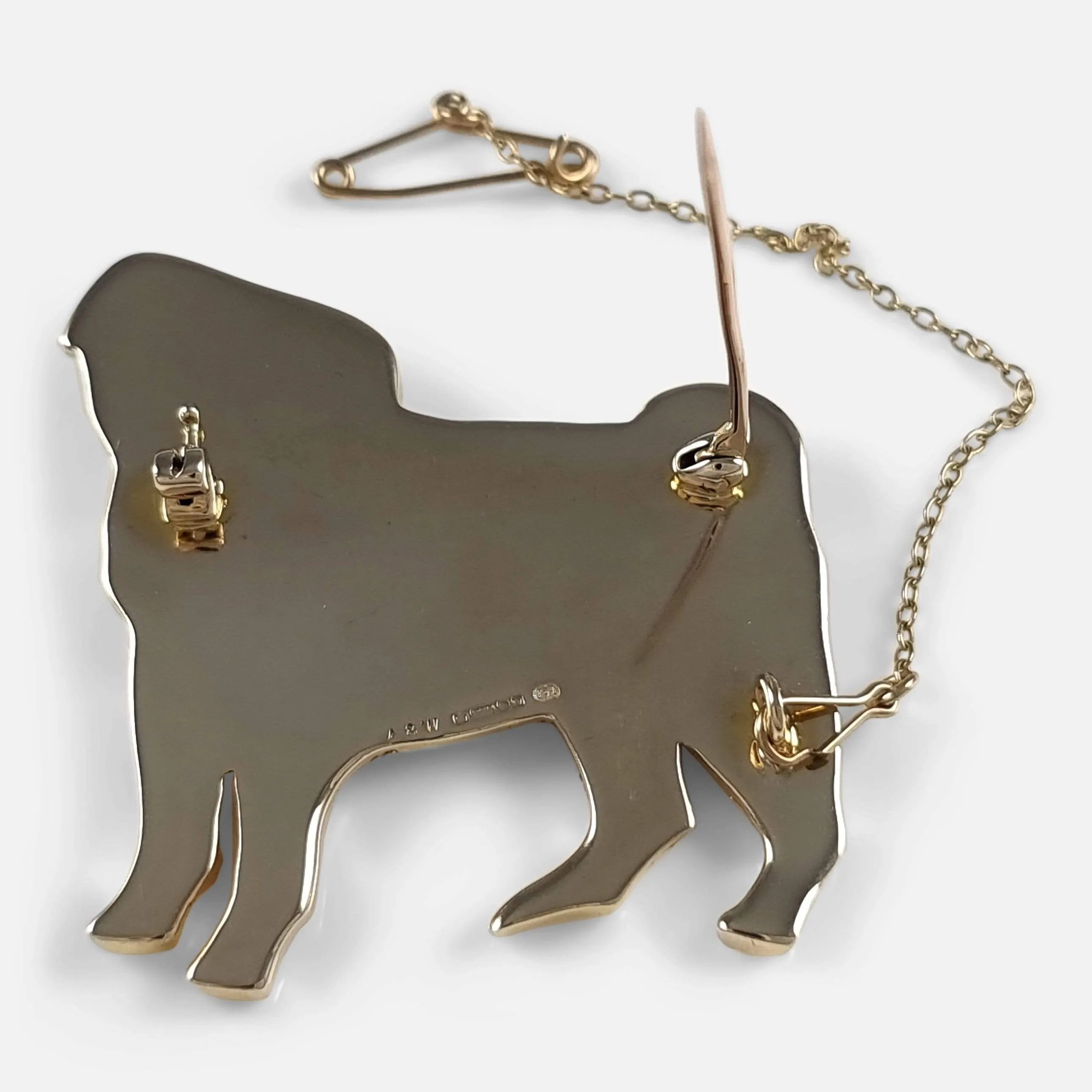 9ct Yellow Gold 'Pug' Dog Brooch - Alabaster and Wilson - 1988