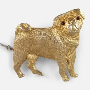 9ct Yellow Gold 'Pug' Dog Brooch - Alabaster and Wilson - 1988
