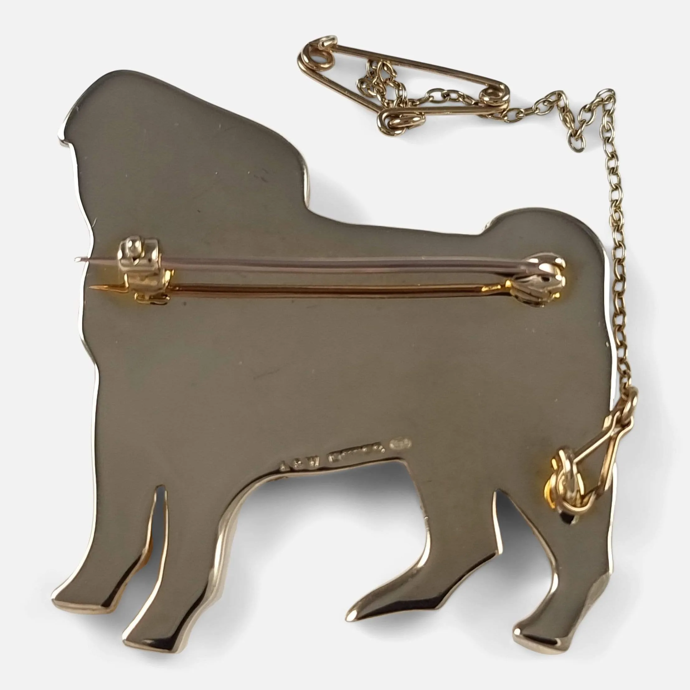 9ct Yellow Gold 'Pug' Dog Brooch - Alabaster and Wilson - 1988
