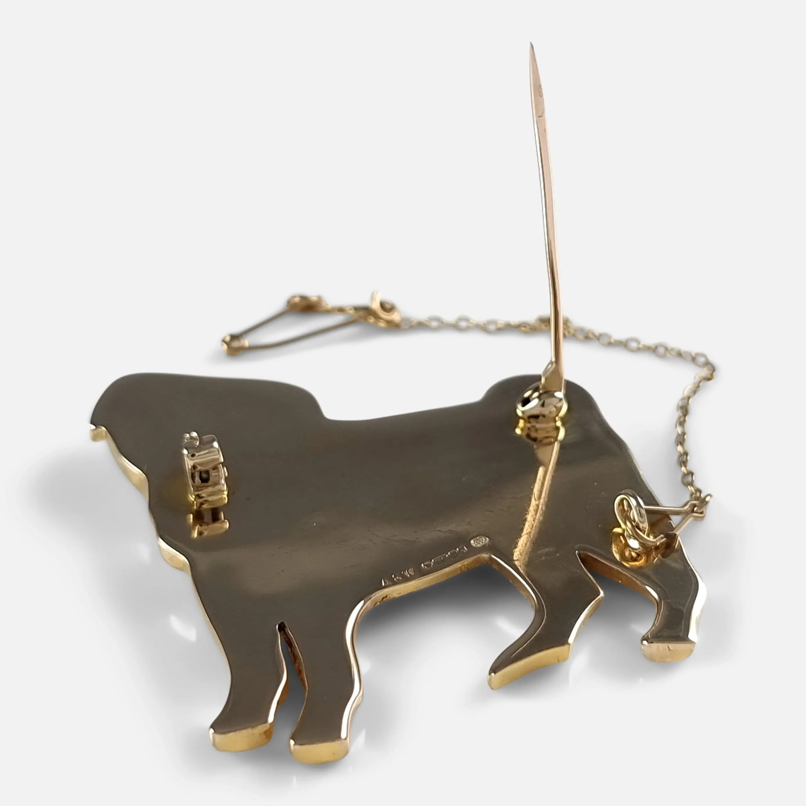 9ct Yellow Gold 'Pug' Dog Brooch - Alabaster and Wilson - 1988