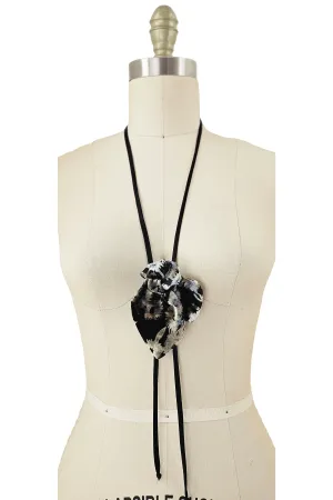 Adriana Silk Bolo Scarf - Black & Grey Velvet