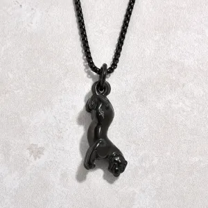 Black Gun Metal Jaguar Steel Hearts Necklace