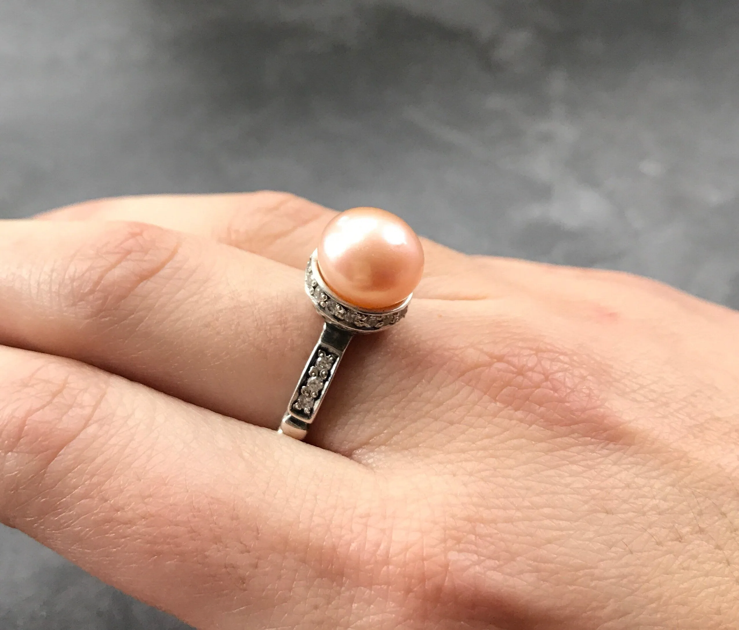 Black Pearl Ring - Vintage Pearl Ring - Natural Black Pearl Ring