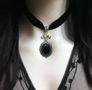 Black Velvet Gothic Victorian Black Cameo Choker Necklace